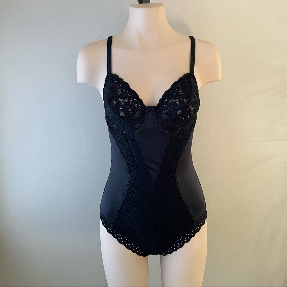 Vintage St Michael Marks & Spencer Lace Teddy One Piece Bodysuit Black Size 38B